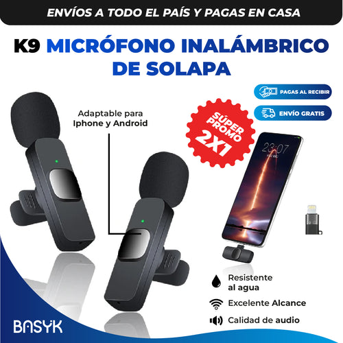 Micrófonos de solapa inalámbrico para iPhone, ipad,Android tipo C 2X1