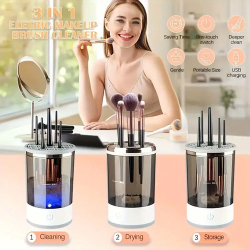 Limpiador automático de brochas de maquillaje